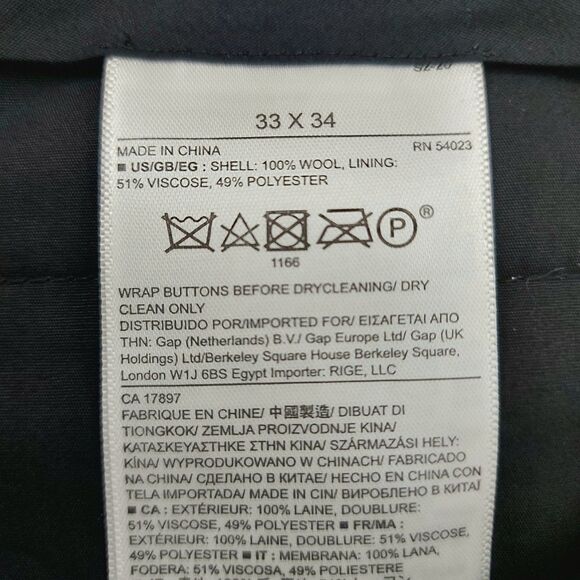 Banana Republic Pants Mens 33x33 Dark Gray Trabaldo Togna 1840 Wool Straight Leg - Picture 10 of 12